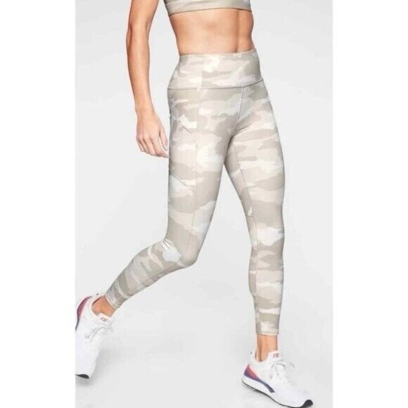 Athleta Pants - Athleta Womens Size Small Beige Camo Contender SZ MP 7/8 Tight Leggings